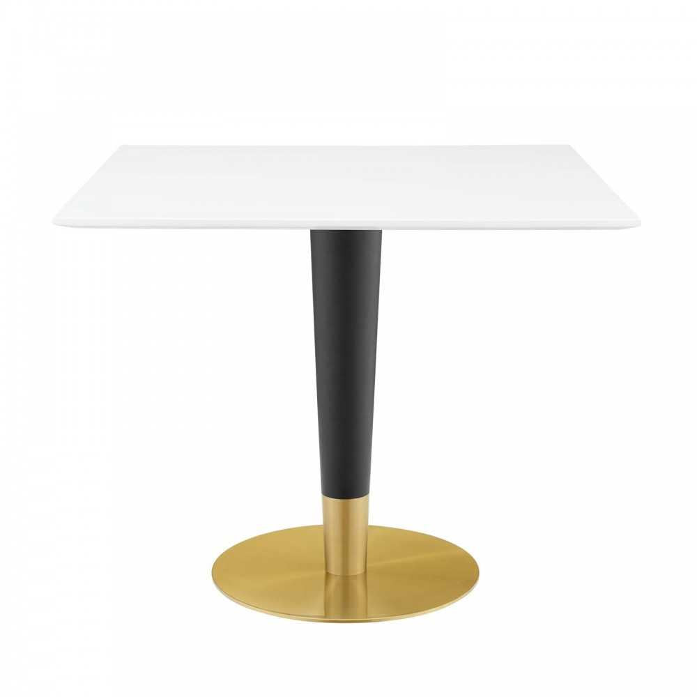 Zinque 36" Square Dining Table, Gold White