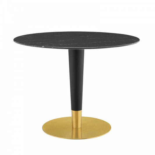 Zinque 40" Artificial Marble Dining Table, Gold Black