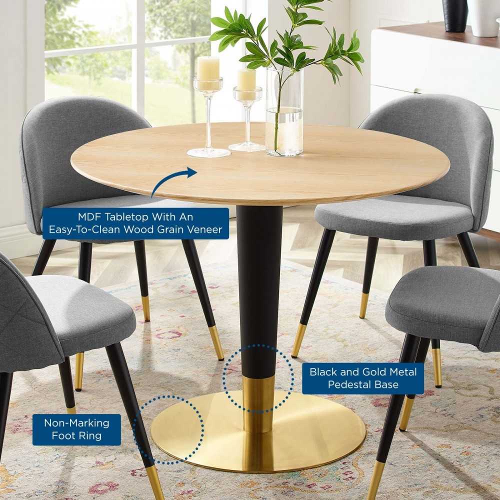 Zinque 40" Dining Table, Gold Natural