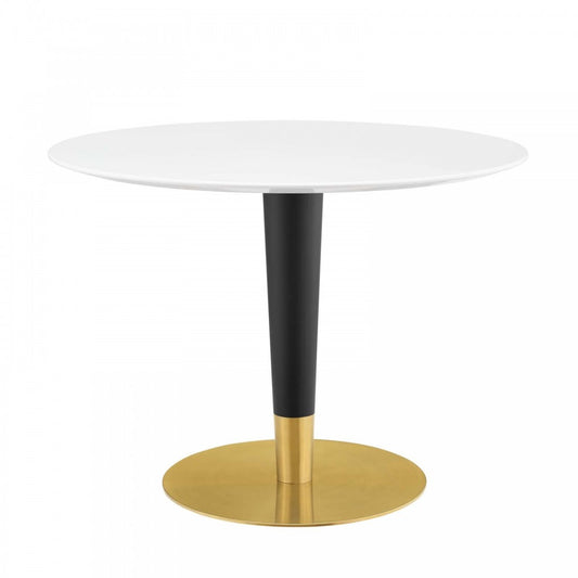 Zinque 40" Dining Table, Gold White