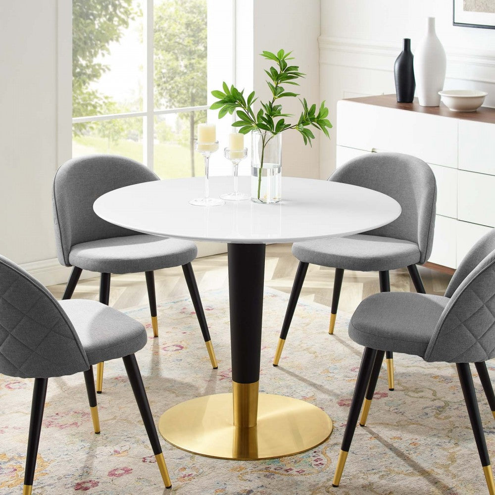 Zinque 40" Dining Table, Gold White