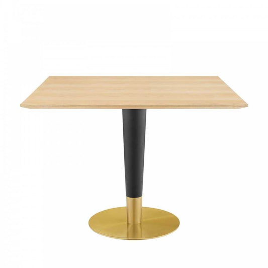 Zinque 40" Square Dining Table, Gold Natural