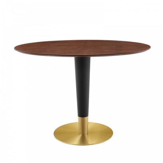 Zinque 42" Oval Dining Table, Gold Walnut