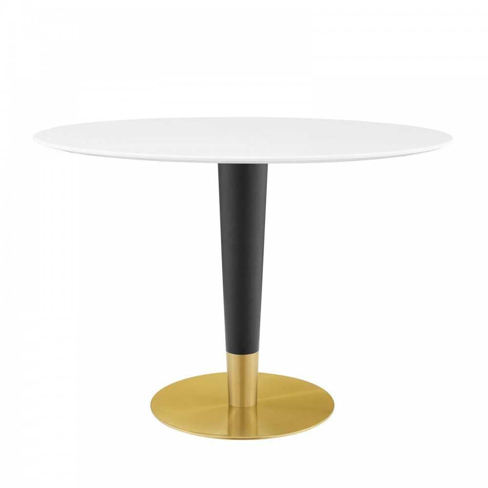 Zinque 42" Oval Dining Table, Gold White