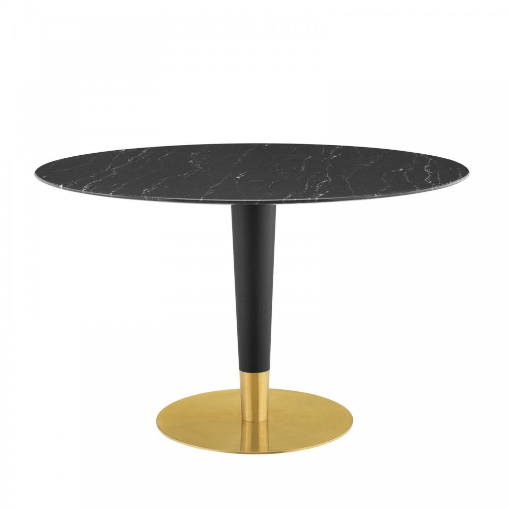 Zinque 47" Artificial Marble Dining Table, Gold Black