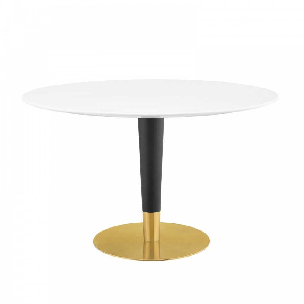 Zinque 47" Dining Table, Gold White