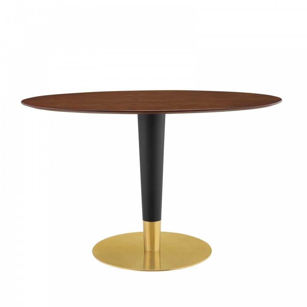 Zinque 48" Oval Dining Table, Gold Walnut