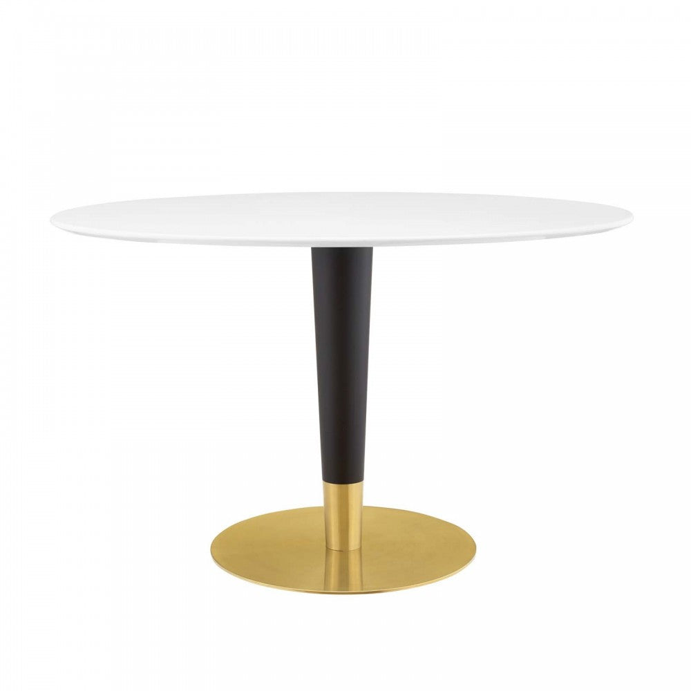 Zinque 48" Oval Dining Table, Gold White