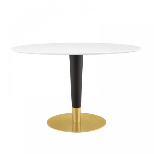 Zinque 48" Oval Dining Table, Gold White