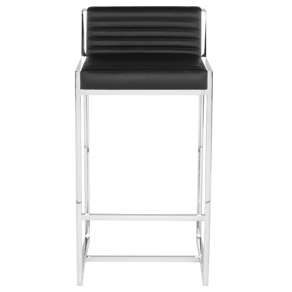 Zola Black Leather Bar Stool