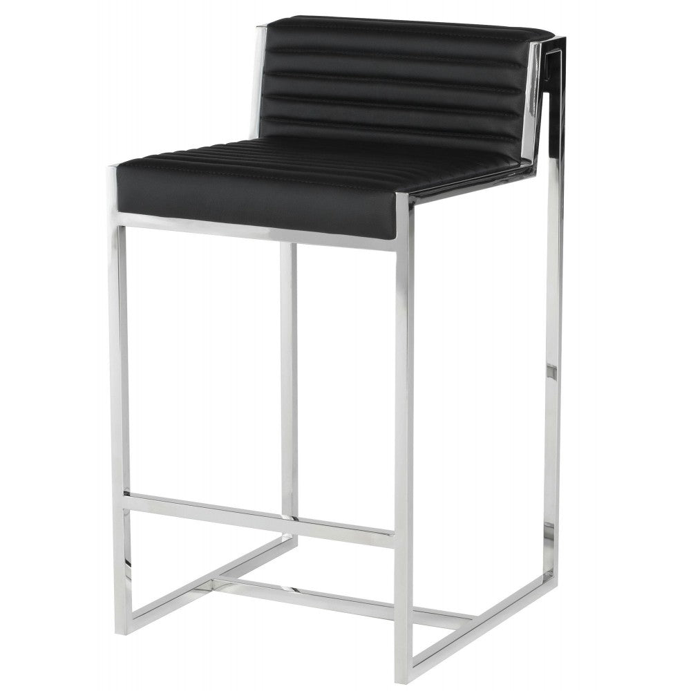 Zola Black Leather Counter Stool